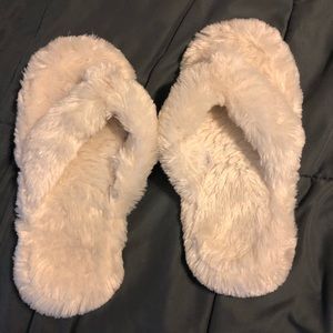White fluffy slippers